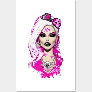 Skull Barbie Pouty Lips Posters and Art